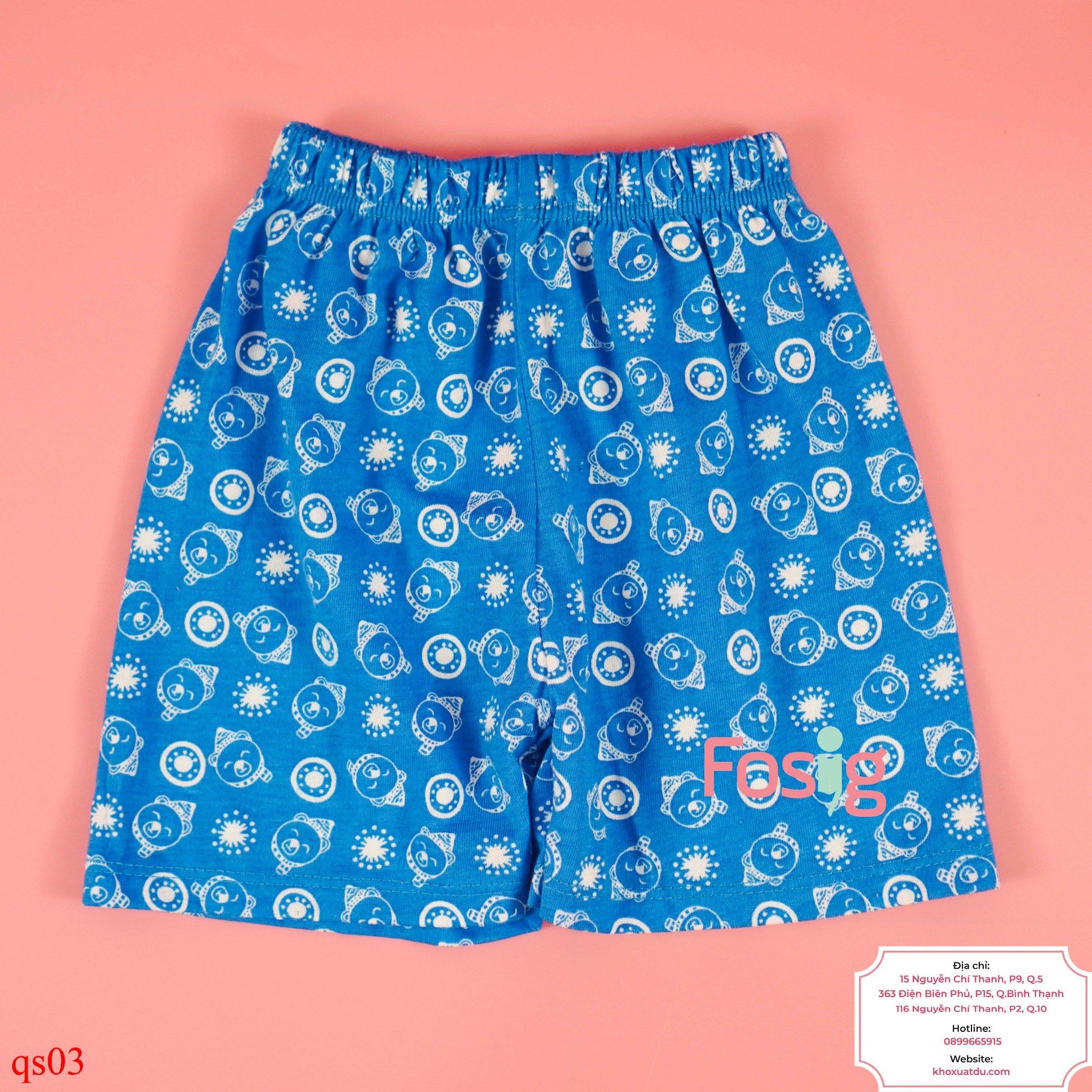  [6-7kg; 10-12kg] Quần Short Thun Bé Trai - Xanh Dương Gấu 