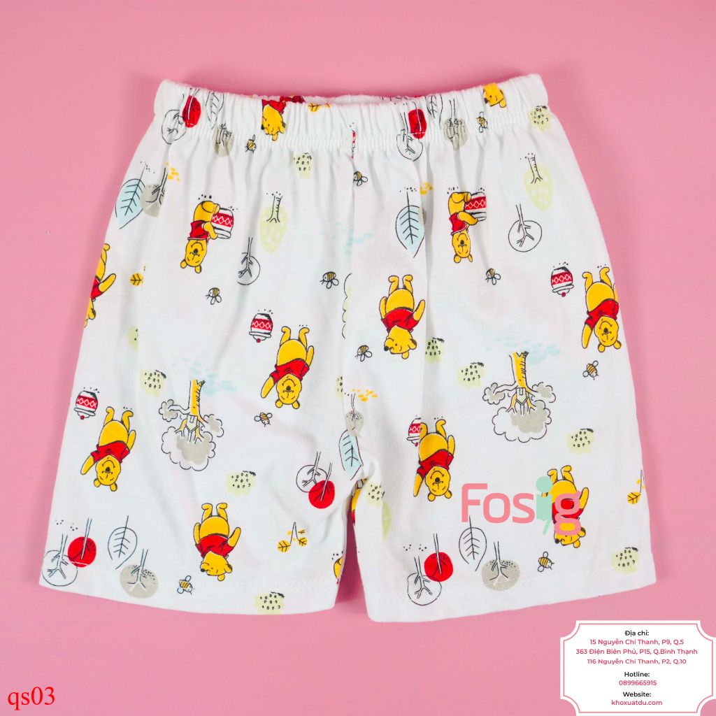  [6-7kg] Quần Short Thun Bé Trai - Trắng Gấu Pooh 