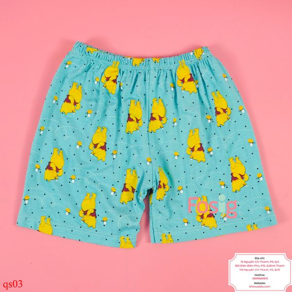  [8-9kg] Quần Short Thun Bé Trai - Xanh Ngọc Gấu Pooh 