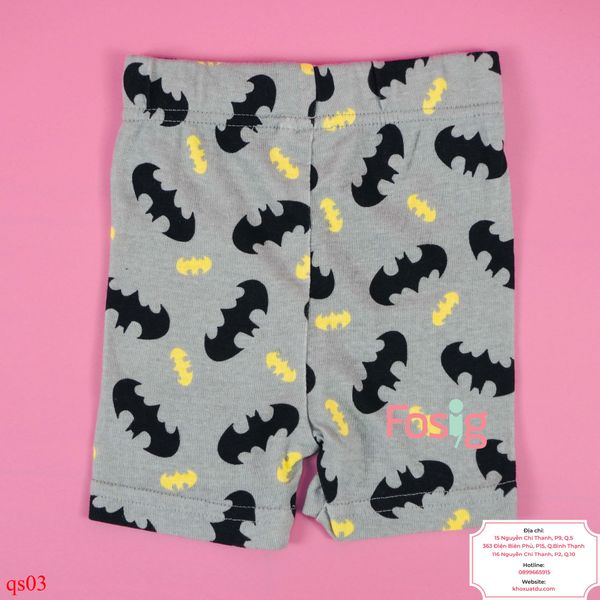  [8-9kg] Quần Short Thun Bé Trai - Xám Batman 