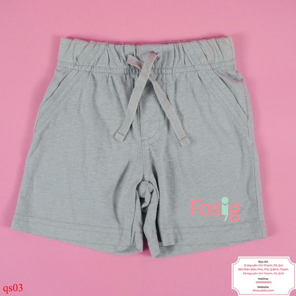  [6-7kg] Quần Short Thun Bé Trai - Xám Nhạt Trơn 