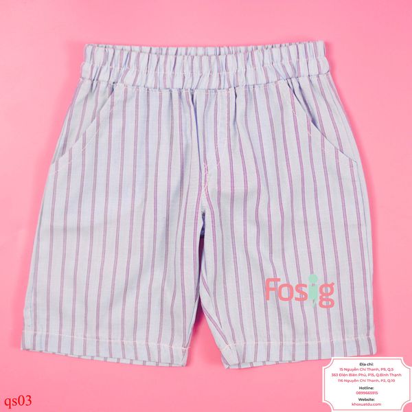  [8-9kg] Quần Short Thun Bé Trai - Xanh Sọc Tím 