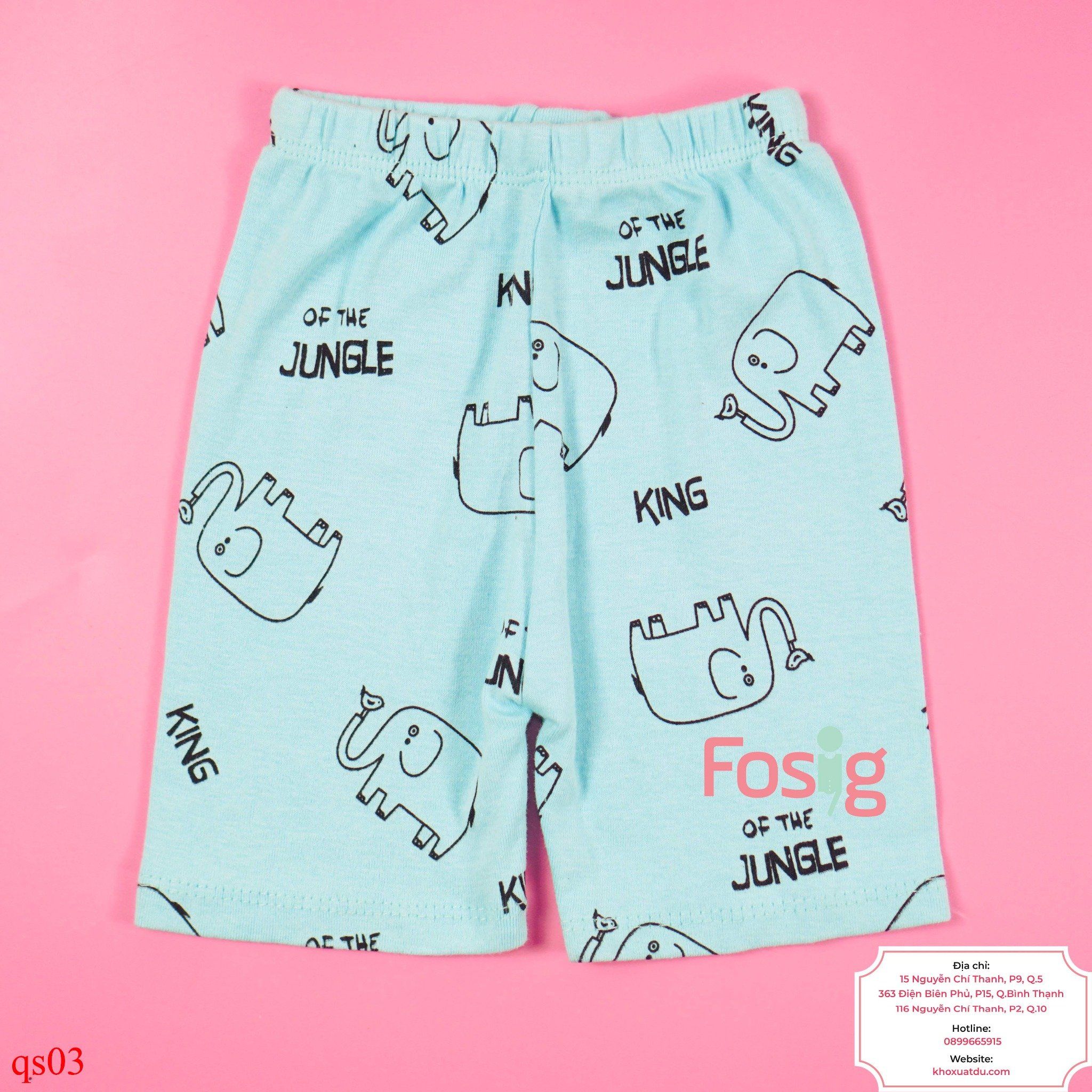  [8-9kg] Quần Short Thun Bé Trai - Xanh Ngọc Voi 