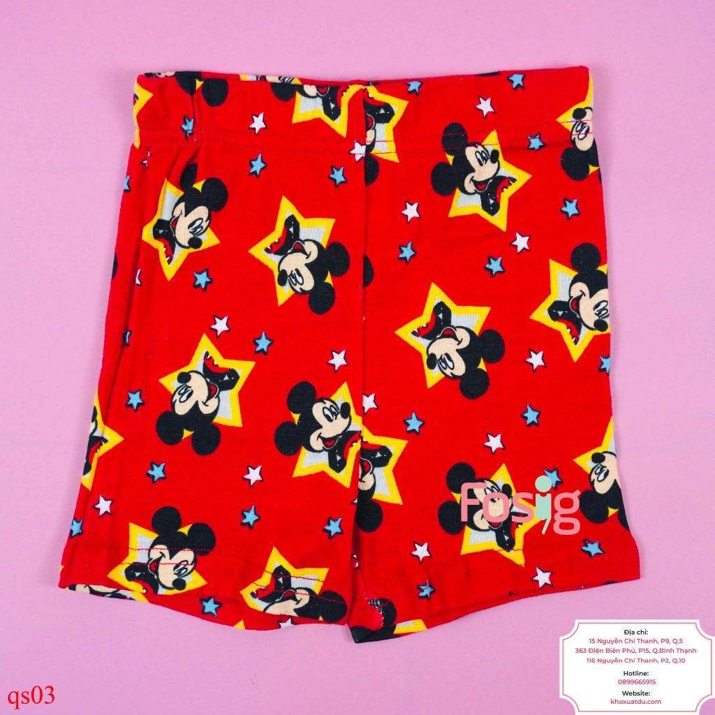  [7-10kg] Quần Short Thun Bé Trai - Đỏ Sao Mickey 