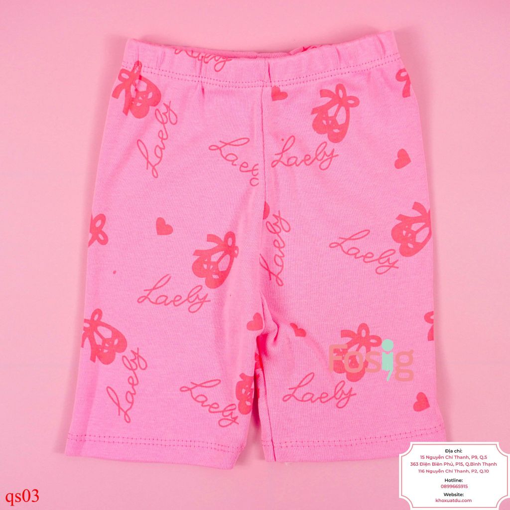  [8-9kg] Quần Short Thun Bé Gái - Hồng Lovely 