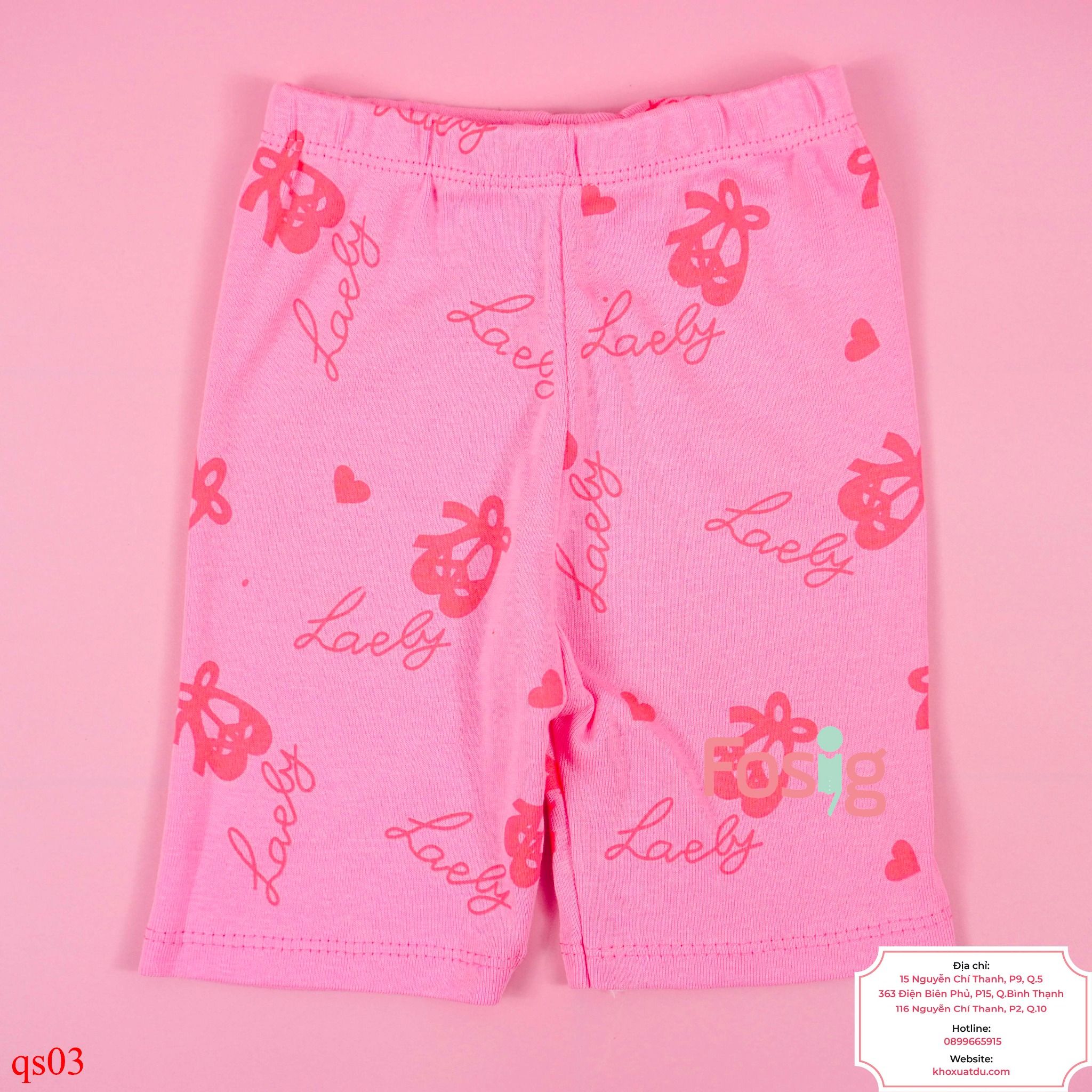  [8-9kg] Quần Short Thun Bé Gái - Hồng Lovely 