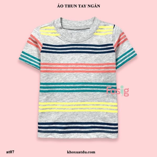  [12m-18m] Áo Thun Tay Ngắn Bé Trai Cter - Xám Sọc Màu 