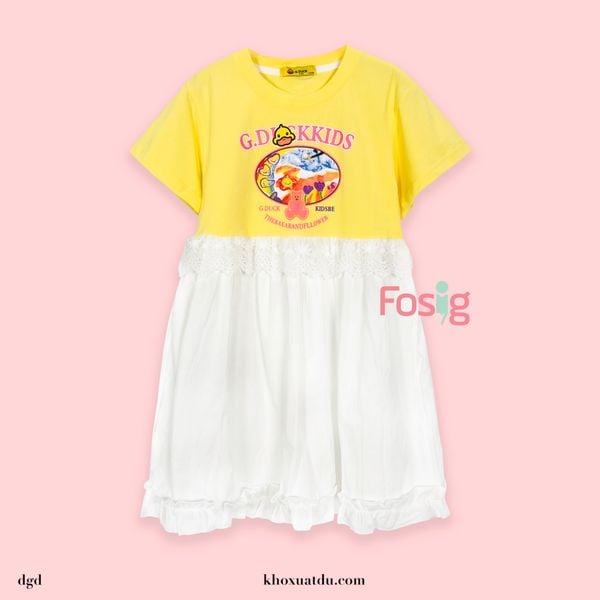  [18-26kg] Đầm Tay Ngắn Bé Gái - Vàng G88 