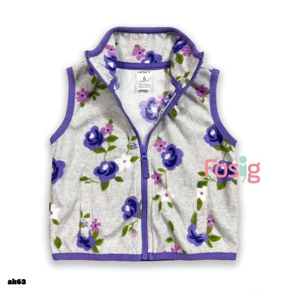  5kg - 6kg Áo Khoác Nỉ Gile Cter Bé Gái - Xám Hoa Tím 