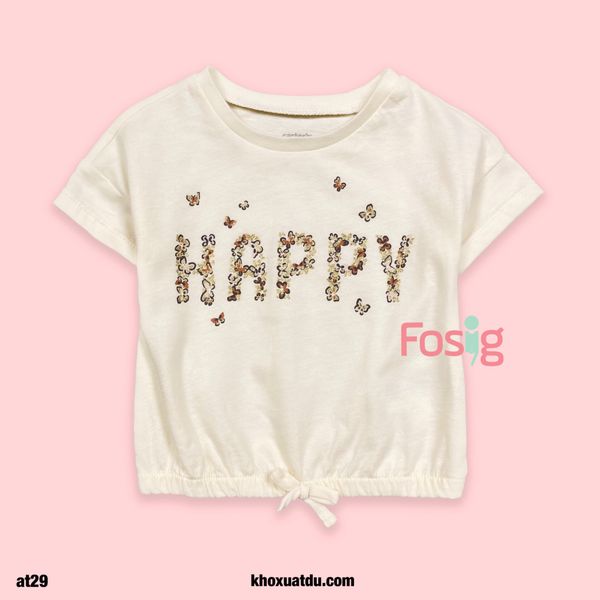  4-5kg [3M] Áo Thun Tay Ngắn Bé Gái Cter - Kem Happy 