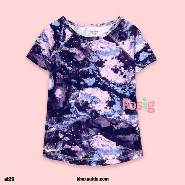  14-20kg; 24-43kg Áo Thun Tay Ngắn Bé Gái Cter - Tím Navy Loang 