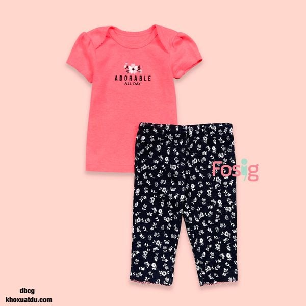  [3-9M] Đồ bộ Dài Bé Gái Cter 1512 - Hồng Dạ Quang Adorable 