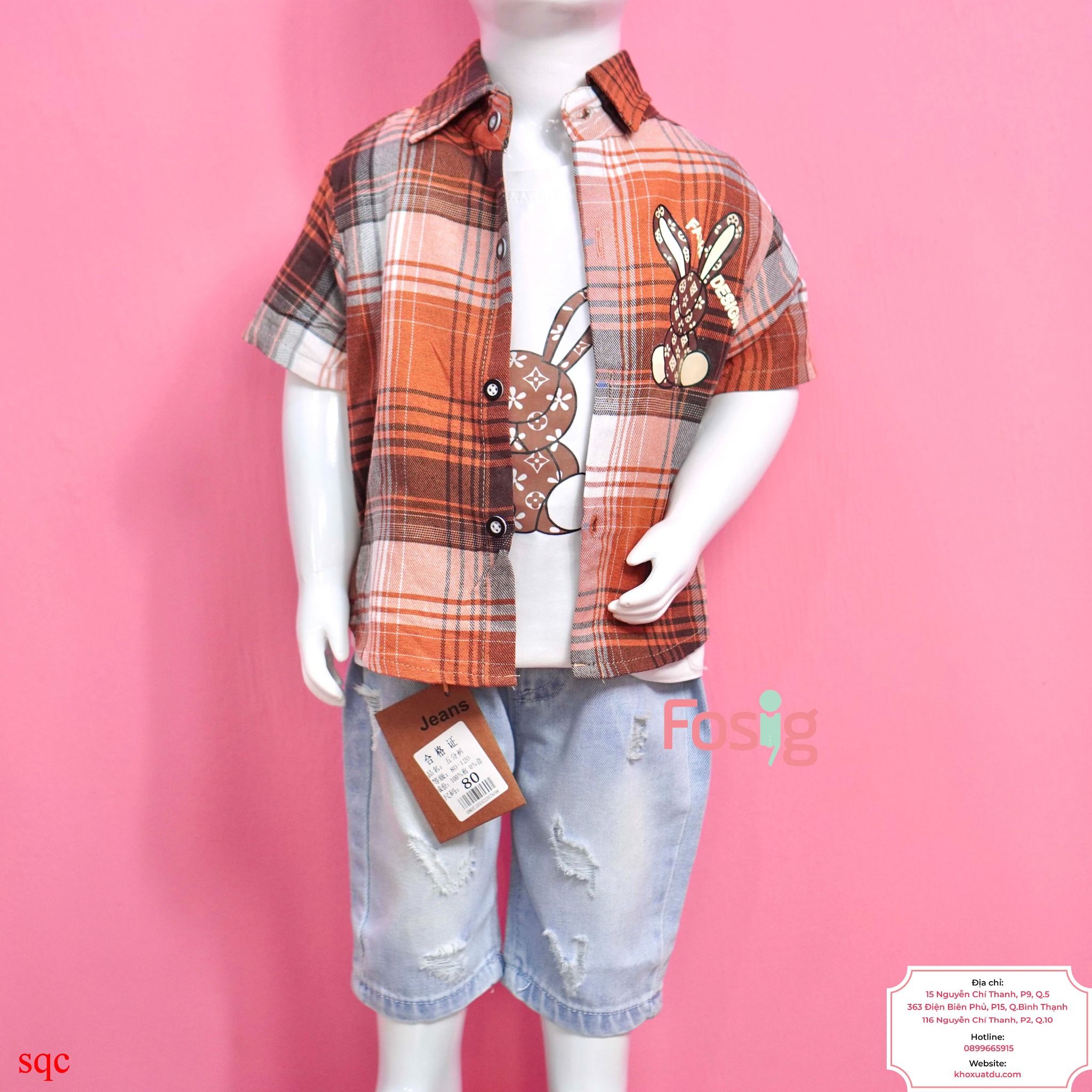  [11-12kg] Set 3 Món Bé Trai - Caro Cam Thỏ 