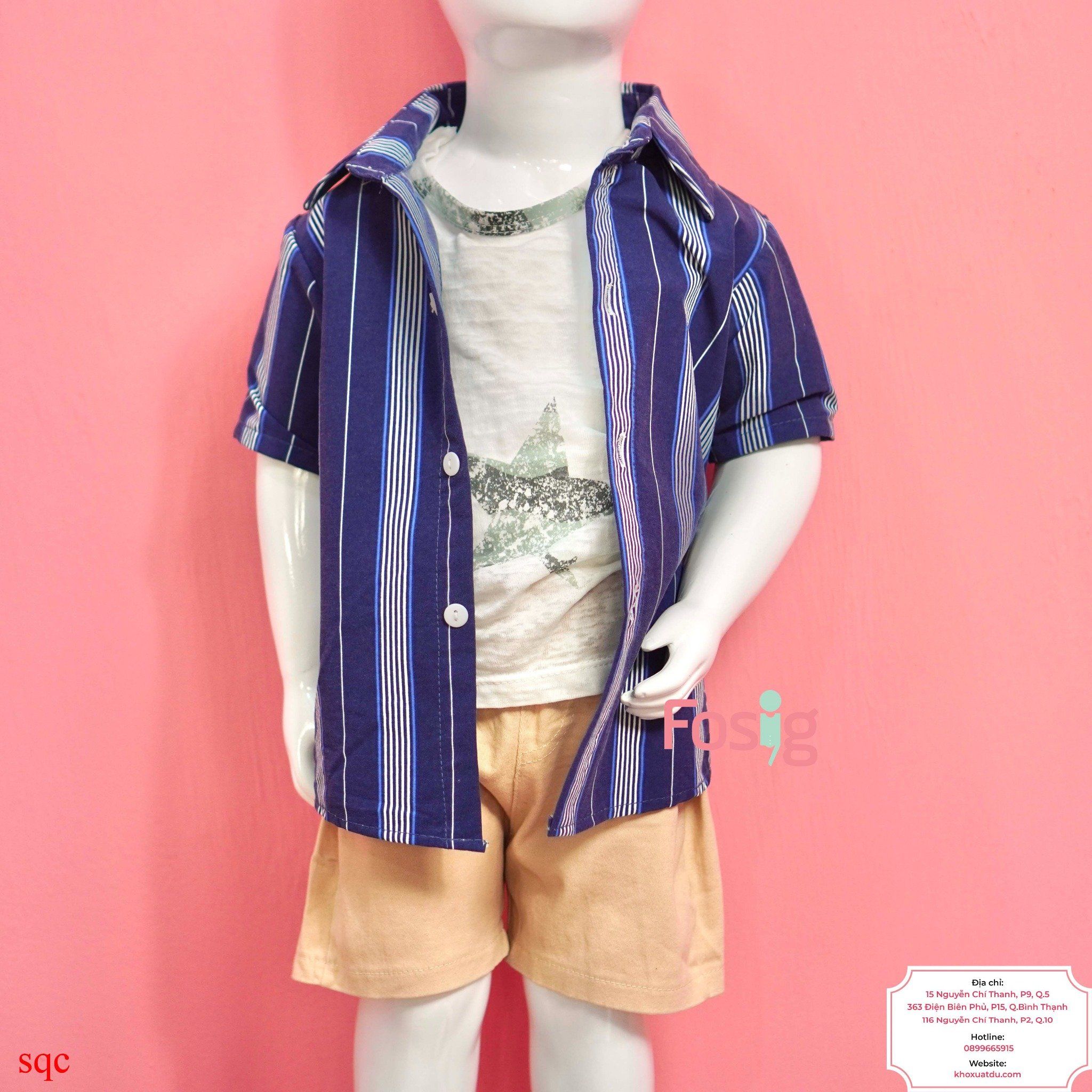  [9-14kg] Set 3 Món Bé Trai - Sọc Navy Trắng 