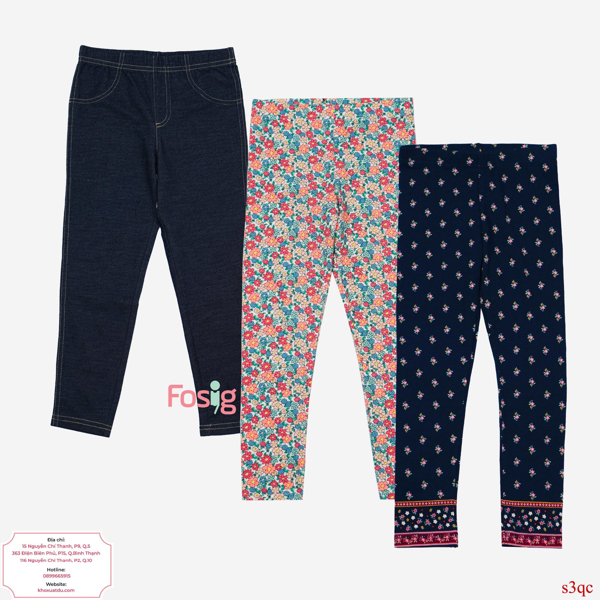  [19-27kg] Set 3 Quần Legging Bé Gái Cter260 - Combo màu ngẫu nhiên 