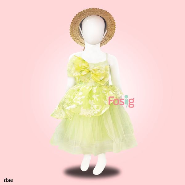  [10-33kg] Đầm Voan Công Chúa Cho Bé - Xanh Lá Voan Hoa 