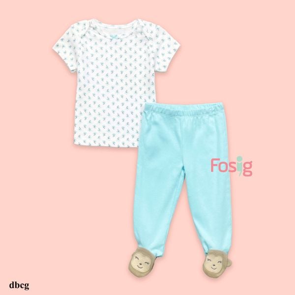  [3-9M] Đồ bộ Dài Bé Gái Cter 1512 - Xanh Ngọc Trắng Hoa 