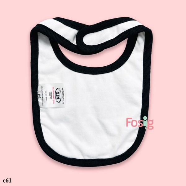  Yếm Cổ Tròn Bé Trai - Trắng/Chữ Đen 