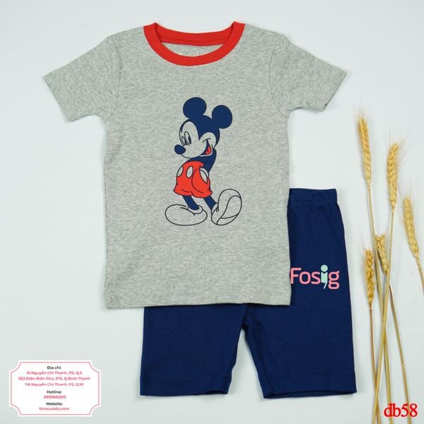  [13-14kg; 21-23kg; 31-35kg] Set Đồ Bộ Ngắn Bé Trai Cter120 - Xám Mickey 