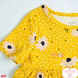  [14-17kg] Áo Váy Tay Ngắn Bé Gái Cter - Vàng Chấm Hoa 