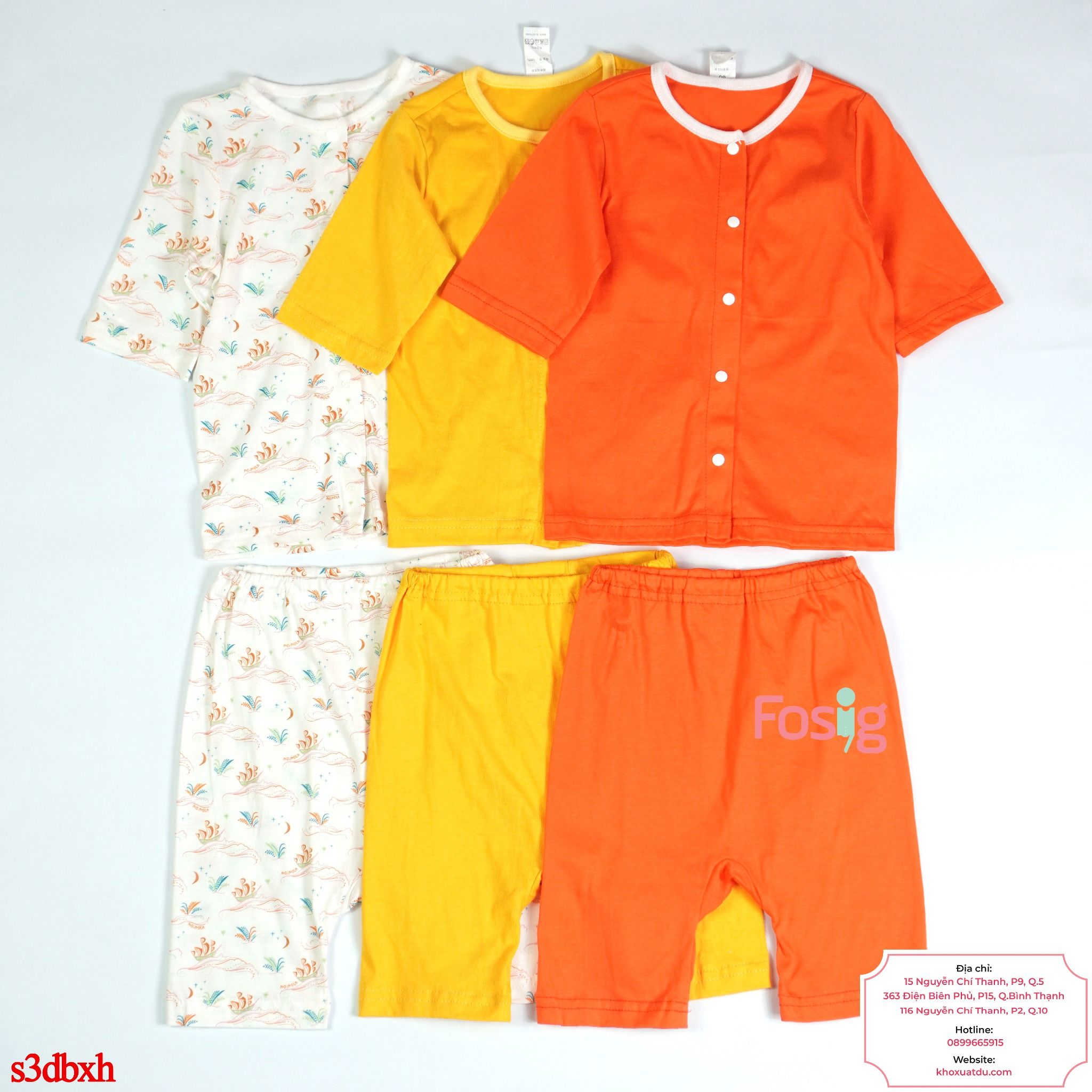  [10-25kg] Set 3 Đồ Bộ Ngắn Xuất Hàn Bé Gái - Combo màu ngẫu nhiên 