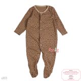  [8-12kg] Sleepsuit Cúc Bấm Có Vớ Bé Unisex 90 - Nâu Da Beo 