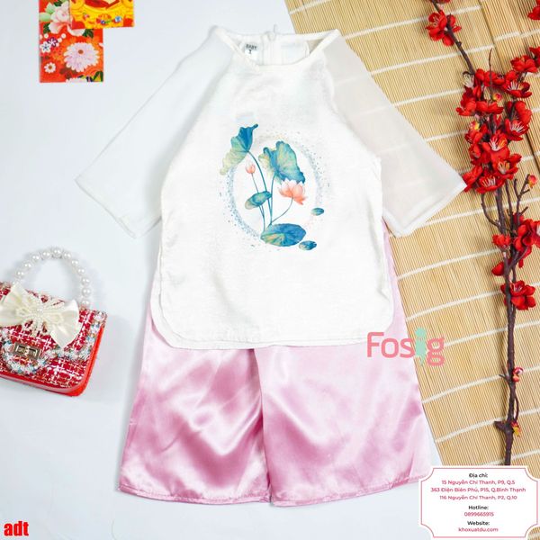  [9-14kg 16-19kg] Set Đồ Lam Bé Gái - Trắng Hoa Sen 