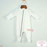  [0-3M] Sleepsuit Có Vớ Bé Trai ON - Trắng Viền Xám 