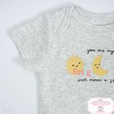  [0-3M ; 6-12M] Bodysuit Tay Ngắn Bé Trai ON - Xám Trăng Sao 