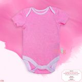  [0-3m] Bodysuit Tay Ngắn Bé Gái - Hồng Vân Trắng 