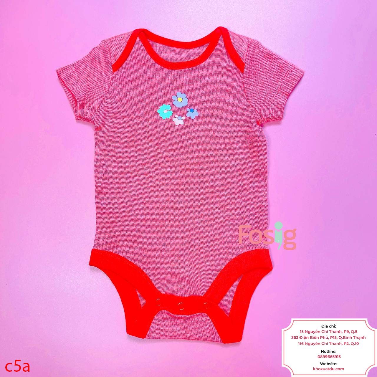  [3-6m ; 24-36m] Bodysuit Tay Ngắn Bé Gái - Đỏ Trắng Hoa 