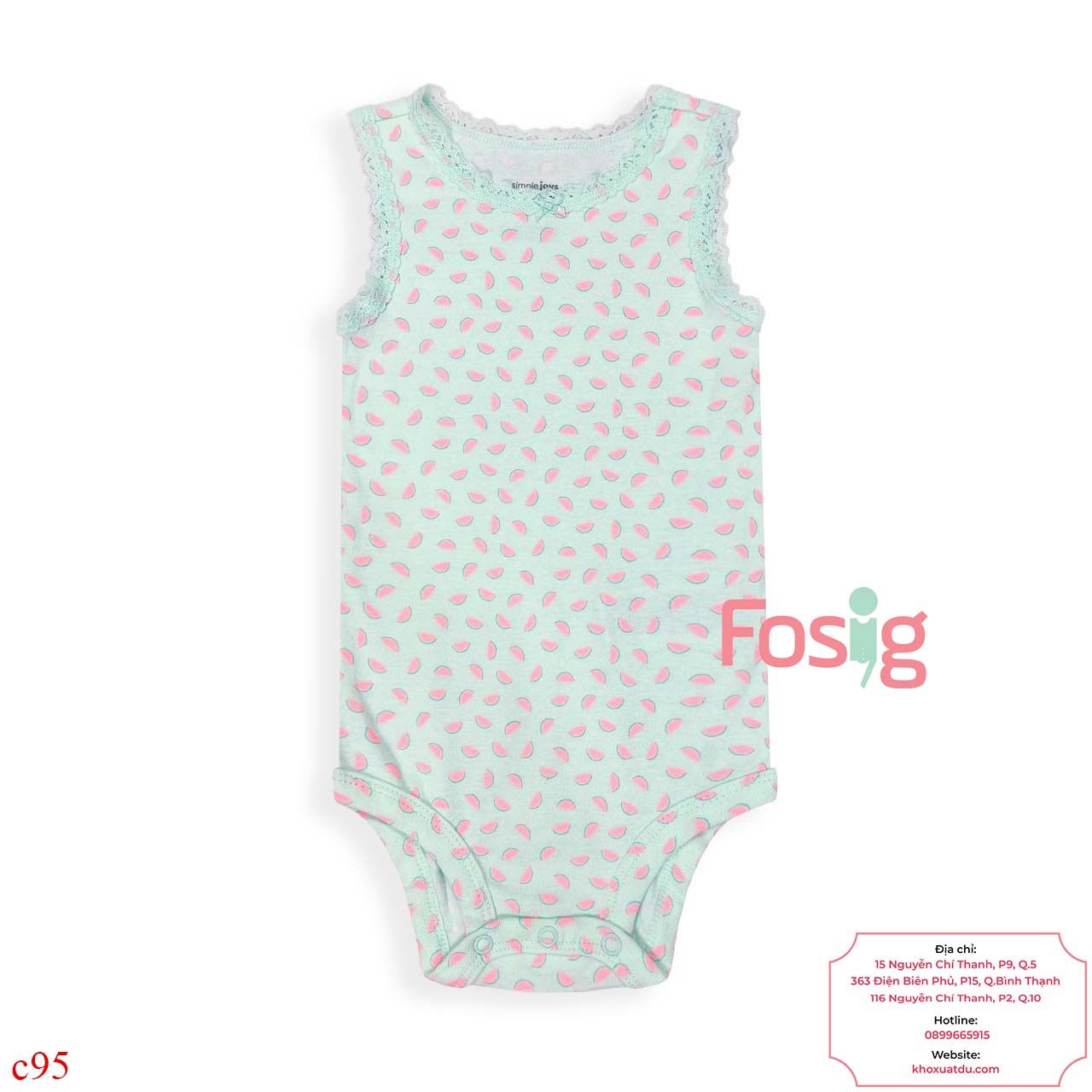  [0-18M] Bodysuit Sát Nách Bé Gái Cter50 - Xanh Ngọc Dưa Hấu 