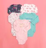  [6M 5-6.5kg] Combo 5 Bodysuit Tay Dài Bé Gái Cter - Hàng tuyển chọn Màu ngẫu nhiên 