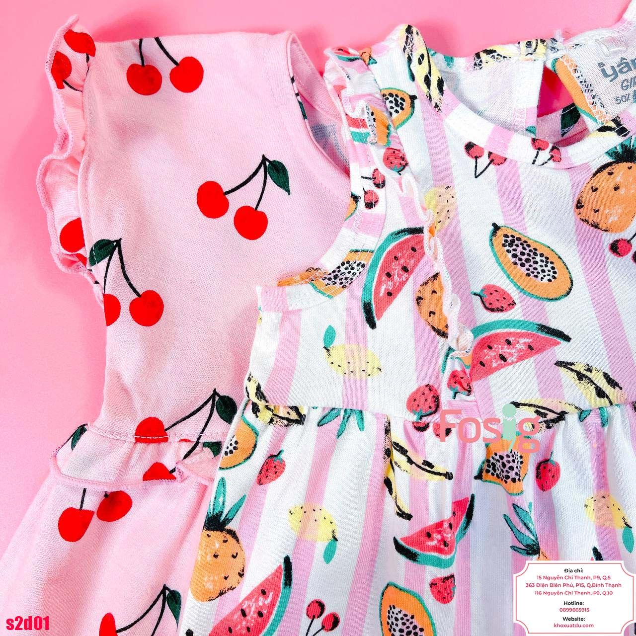  [4-8kg 17-19kg] Set 2 Đầm Thun Cotton Tay Ngắn Bé Gái - Combo màu ngẫu nhiên 