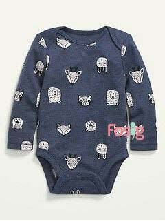  [0-3M ; 12-18M] Bodysuit Tay Dài Bé Trai ON - Navy Mặt Thú 