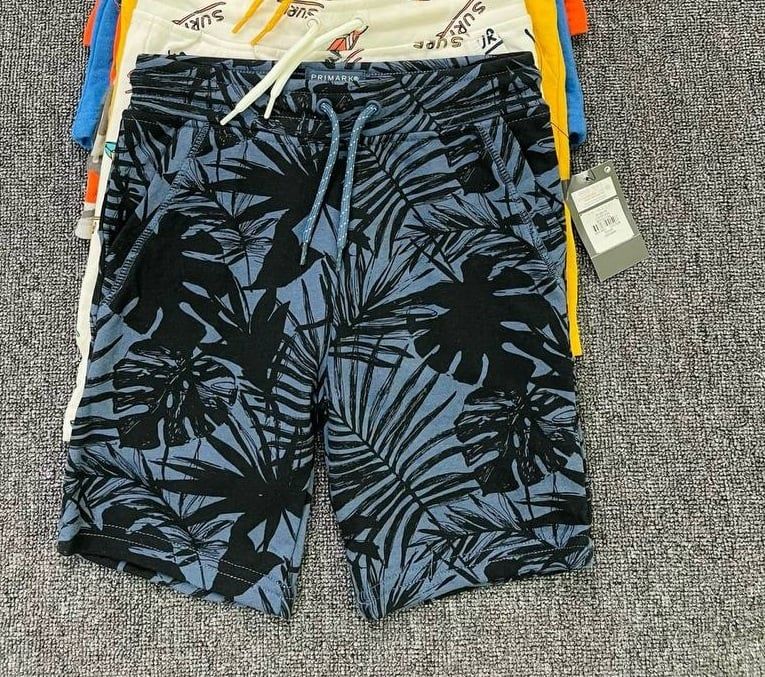  [10-24kg] Quần Short Thun Da Cá Dây Rút PM Bé Trai - Navy Lá Đen 