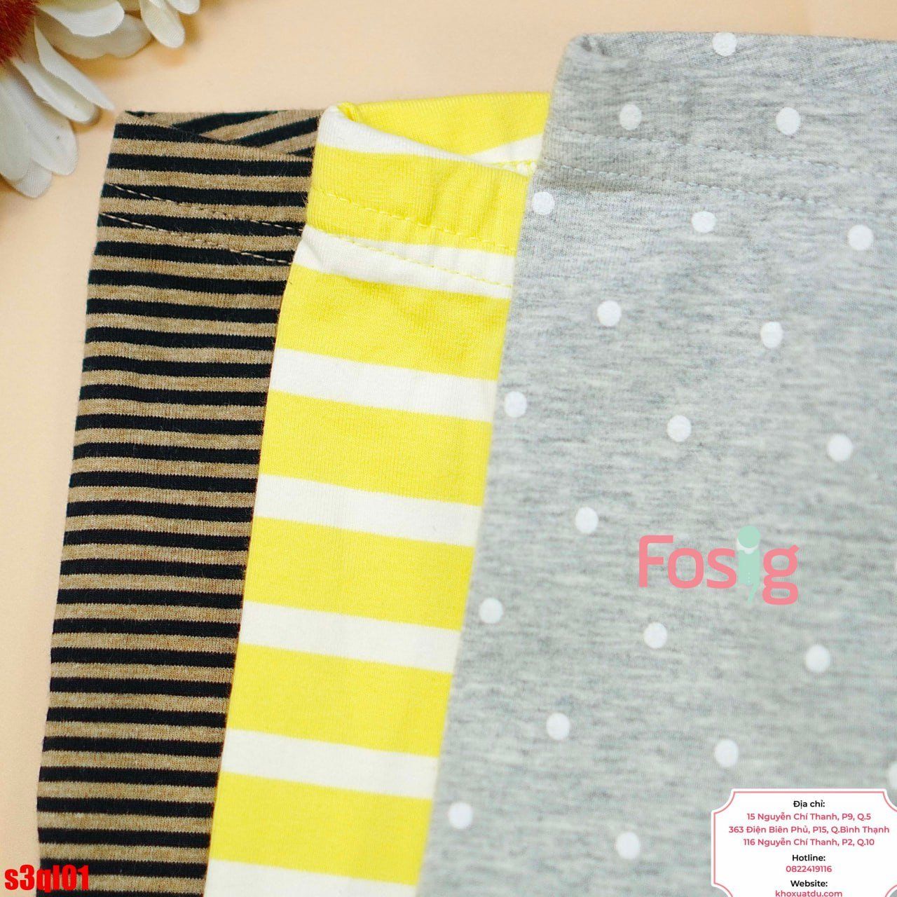 [6-18kg 24-33kg] Set 3 Quần Dài Legging Cter Bé Gái Mix Nhiều Màu - Combo Màu Ngẫu Nhiên 