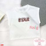  [9-23kg] Áo Thun 3 Lỗ Bé Trai - Trắng Star 