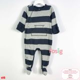  [3-6M] Sleepsuit Cúc Bấm Hông Có Vớ Bé Trai GP - Sọc Xám Đen CH 