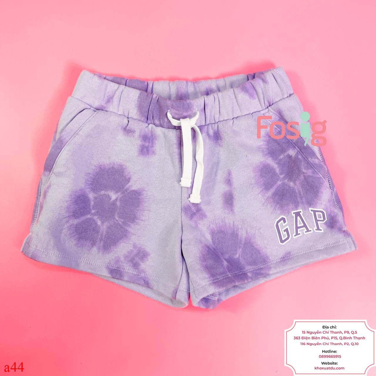  [22-23kg] Quần Short Nỉ GP Bé Gái - Tím Loang GP 