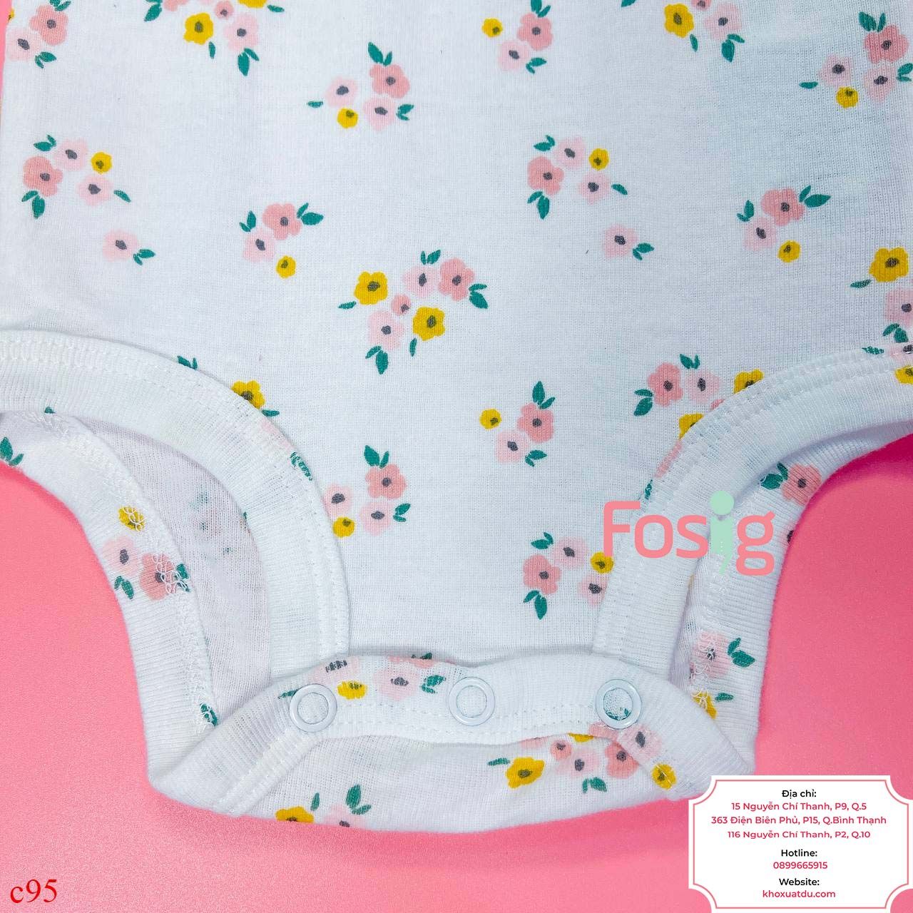  [0-6M ; 18M] Bodysuit Cánh Tiên Bé Gái Cter50 - Trắng Hoa Hồng Nhỏ 