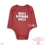  [0-3M ; 6-12M] Bodysuit Tay Dài Bé Gái ON - Đỏ Nâu Nhạt Girl 