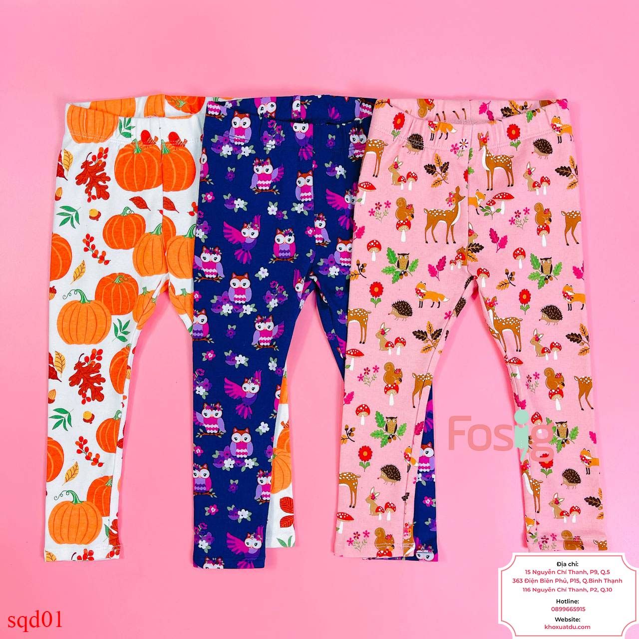  [10-37kg] Set 3 quần Legging GB Bé Gái - Combo màu ngẫu nhiên 