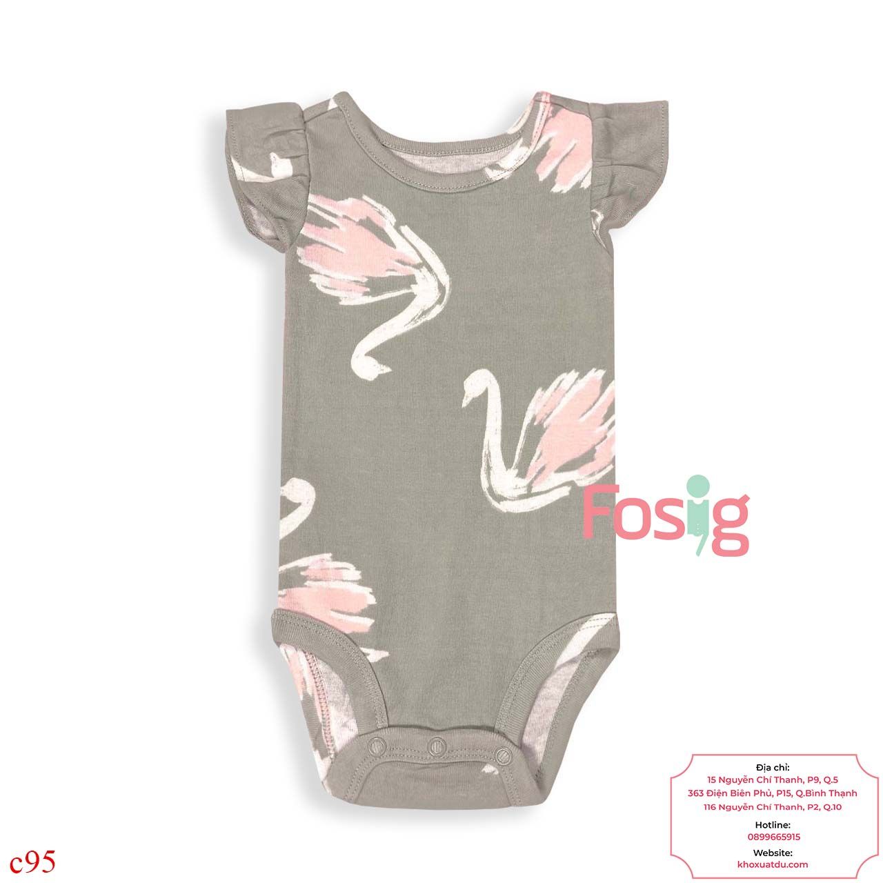  3m - 6m ; 24m Bodysuit Cánh Tiên Bé Gái Cter50 - Xanh Rêu Thiên Nga 