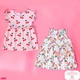  [4-8kg 17-19kg] Set 2 Đầm Thun Cotton Tay Ngắn Bé Gái - Combo màu ngẫu nhiên 