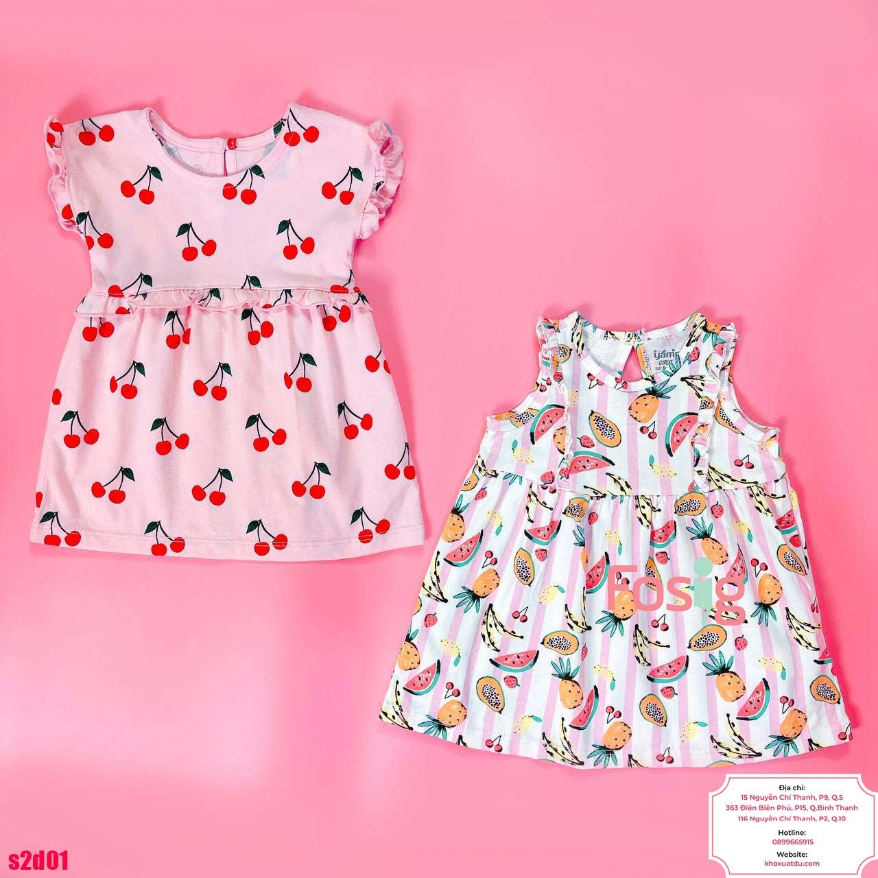  [4-8kg 17-19kg] Set 2 Đầm Thun Cotton Tay Ngắn Bé Gái - Combo màu ngẫu nhiên 