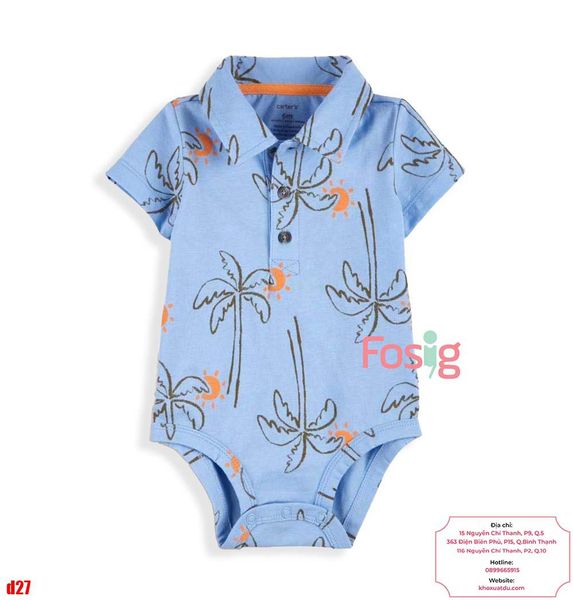  [0-24m] Bodysuit Tay Ngắn Bé Trai Cter50 - Xanh Cây Dừa Nâu 