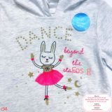  [3-6m] Áo Thun Tay Dài Bé Gái Cter - Xám Thỏ Dance 