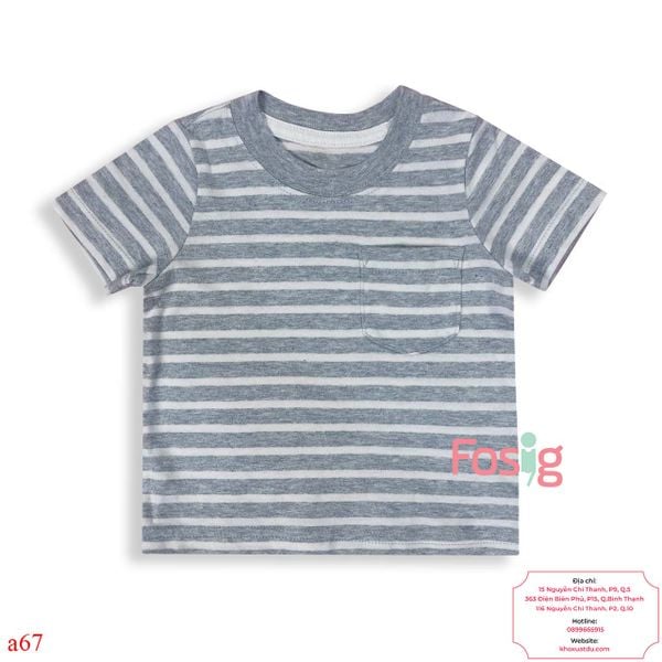  [3-9m] Áo Thun Tay Ngắn Sơ Sinh Bé Trai Cter120 - Sọc Xám CT 