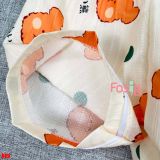  [6-12kg] Set Đồ Bộ Ngủ Ngắn Pijama Vải Xô Cho Bé - Kem Gấu Cam 